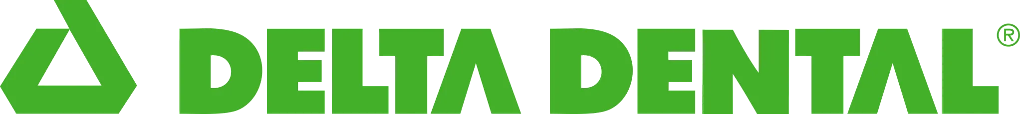 Logo for Delta Dental. Green triangle and text in green, "DELTA DENTAL".