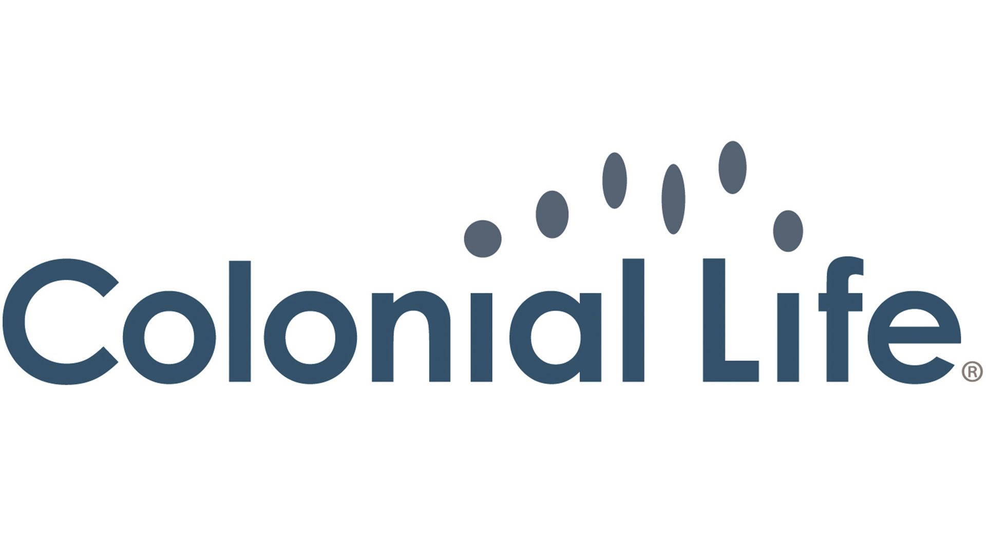 Colonial Life logo: dark blue text with dotted arc above, right.
