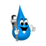 A cartoon water drop is holding a wrench and giving a thumbs up.