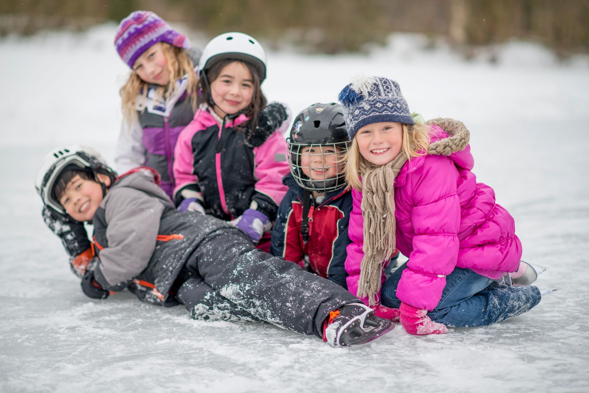 Group of children playing in the snow