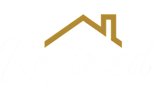 Gold roofline logo with a chimney on a white background