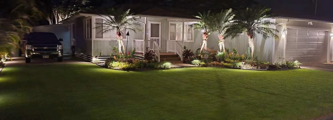 beautiful green lawn in front of a residential house