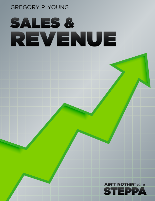 Cover of "Sales & Revenue" by Gregory P. Young, with a green upward-pointing arrow on a graph background.