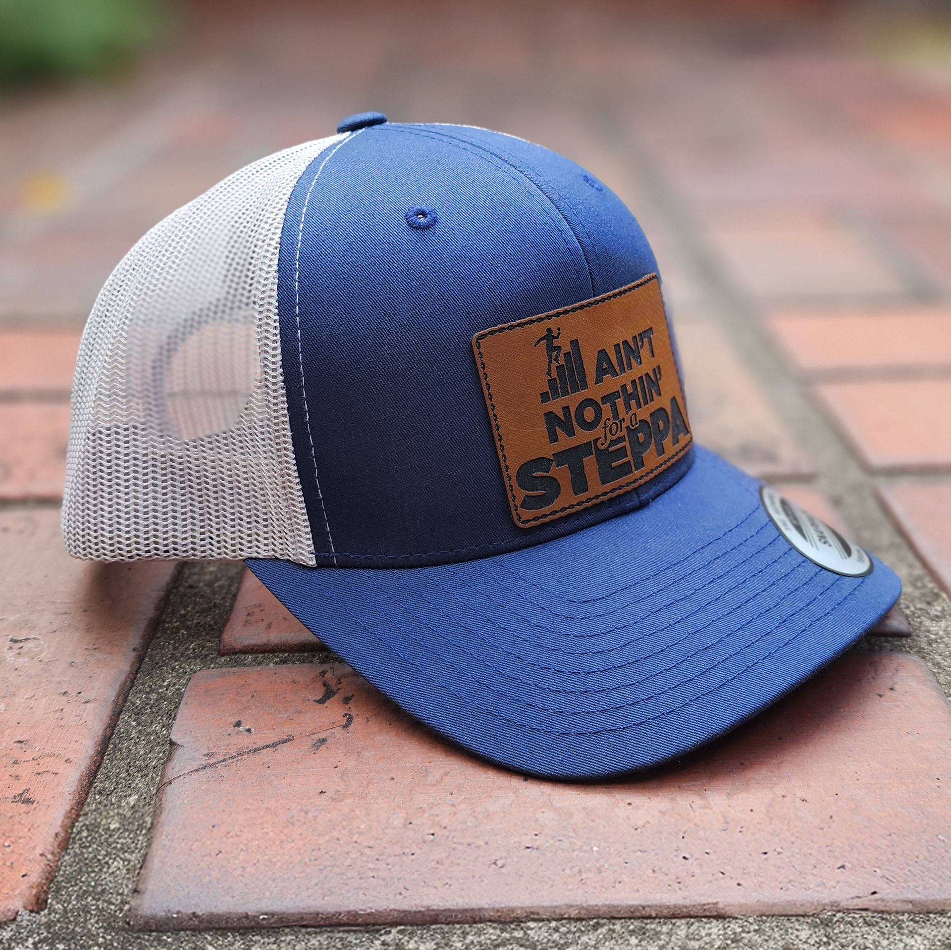 Blue baseball cap with 
