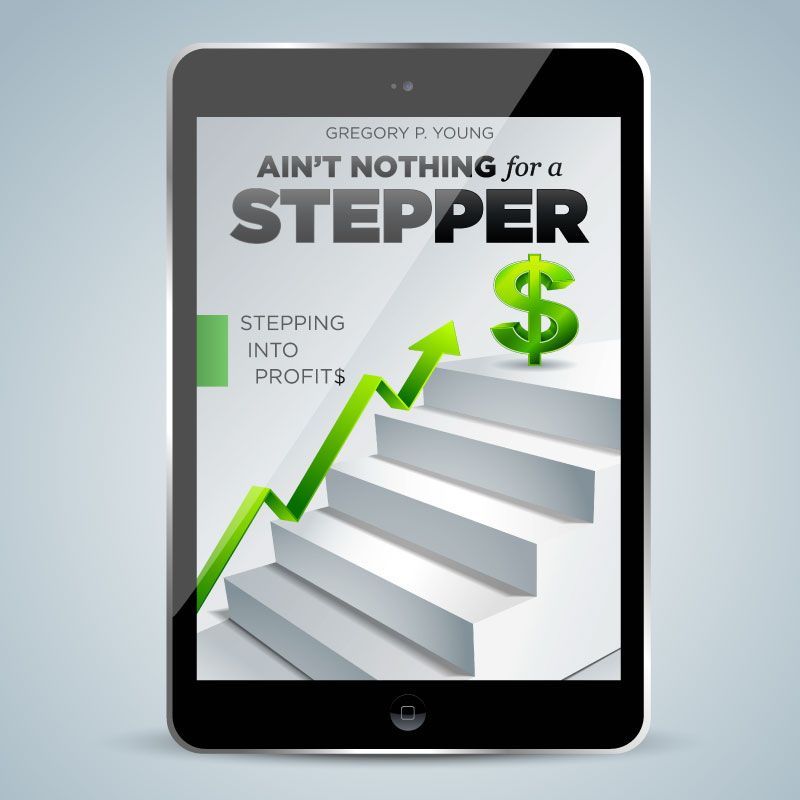 A tablet with a book titled ain t nothing for a stepper