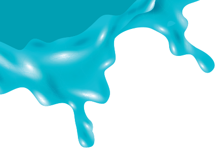 Schizzi di liquido turchese che si espandono su uno sfondo bianco.