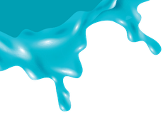 Schizzi di liquido turchese che si espandono su uno sfondo bianco.