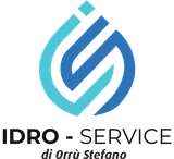 Logo IDRO-SERVICE con icona a goccia d'acqua blu e testo nero 