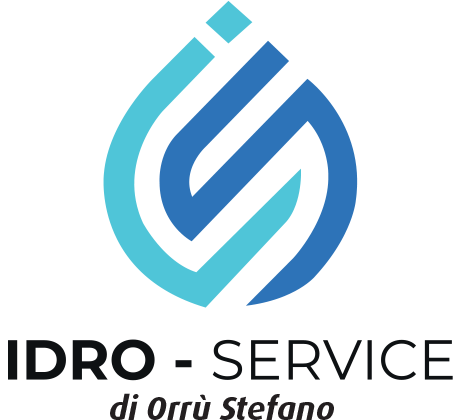 Logo IDRO-SERVICE con icona a goccia d'acqua blu e testo nero 