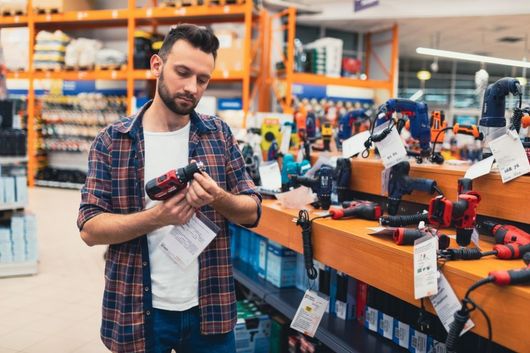 a person checking hardware tool