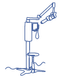 A drawing of an x-ray machine with a stool attached to it.