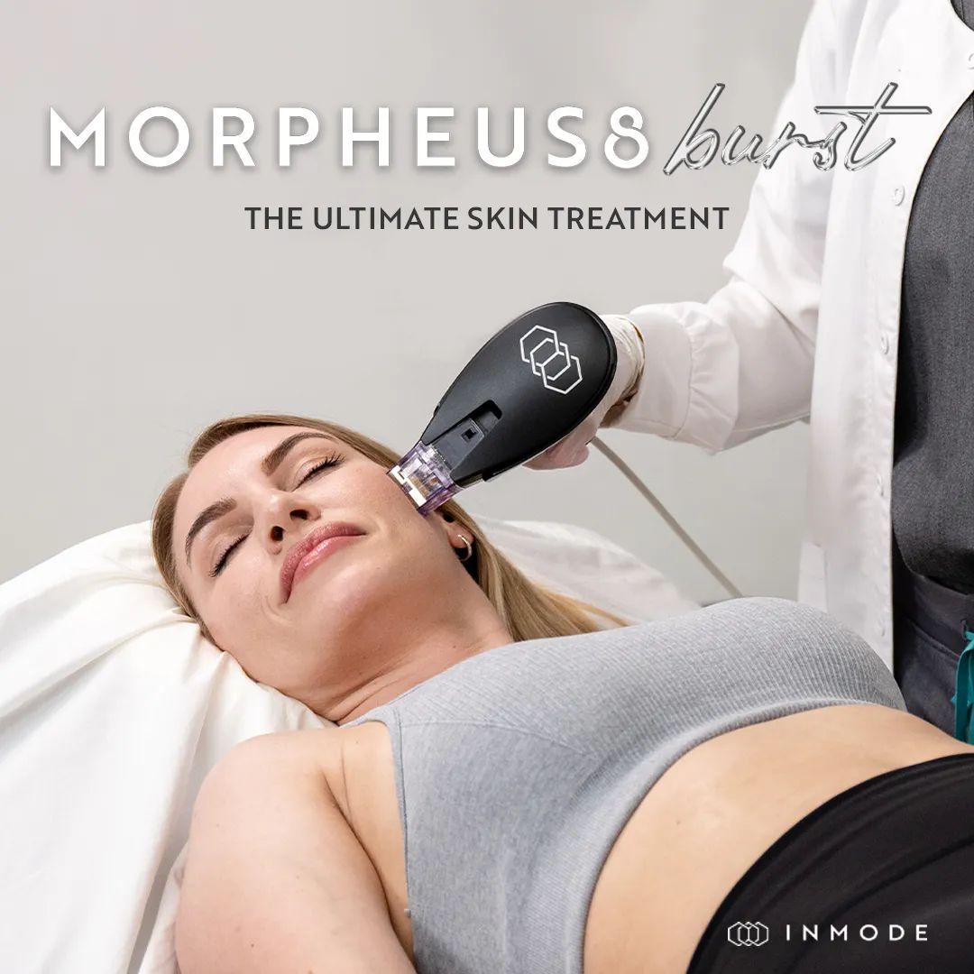 Woman receiving Morpheus8 skin treatment, medical professional in lab coat.