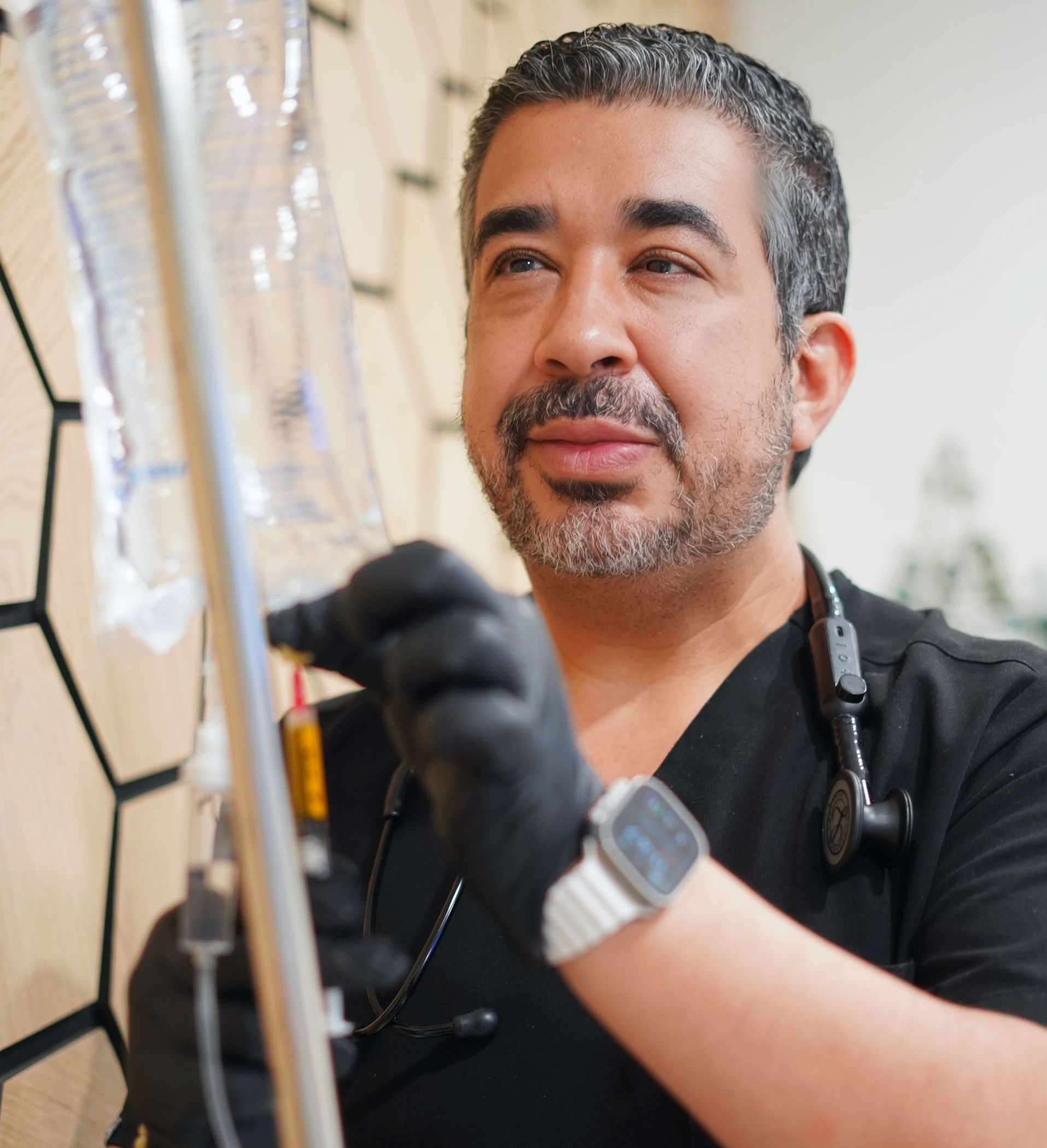 A nurse preparing a IV hydration bag in San Antonio at HydraHive IV & Med Spa
.