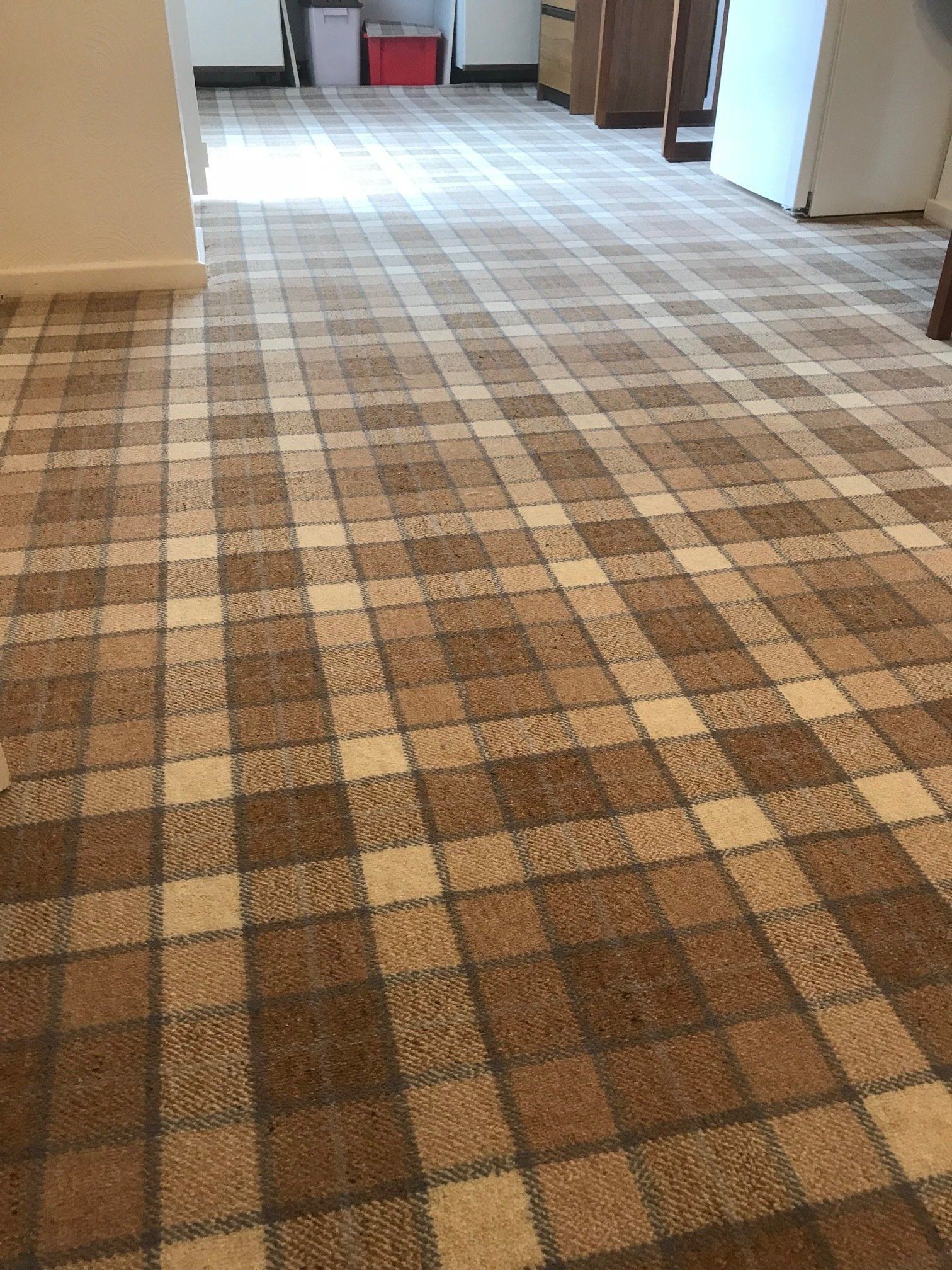 Brown and cream color floor carpet