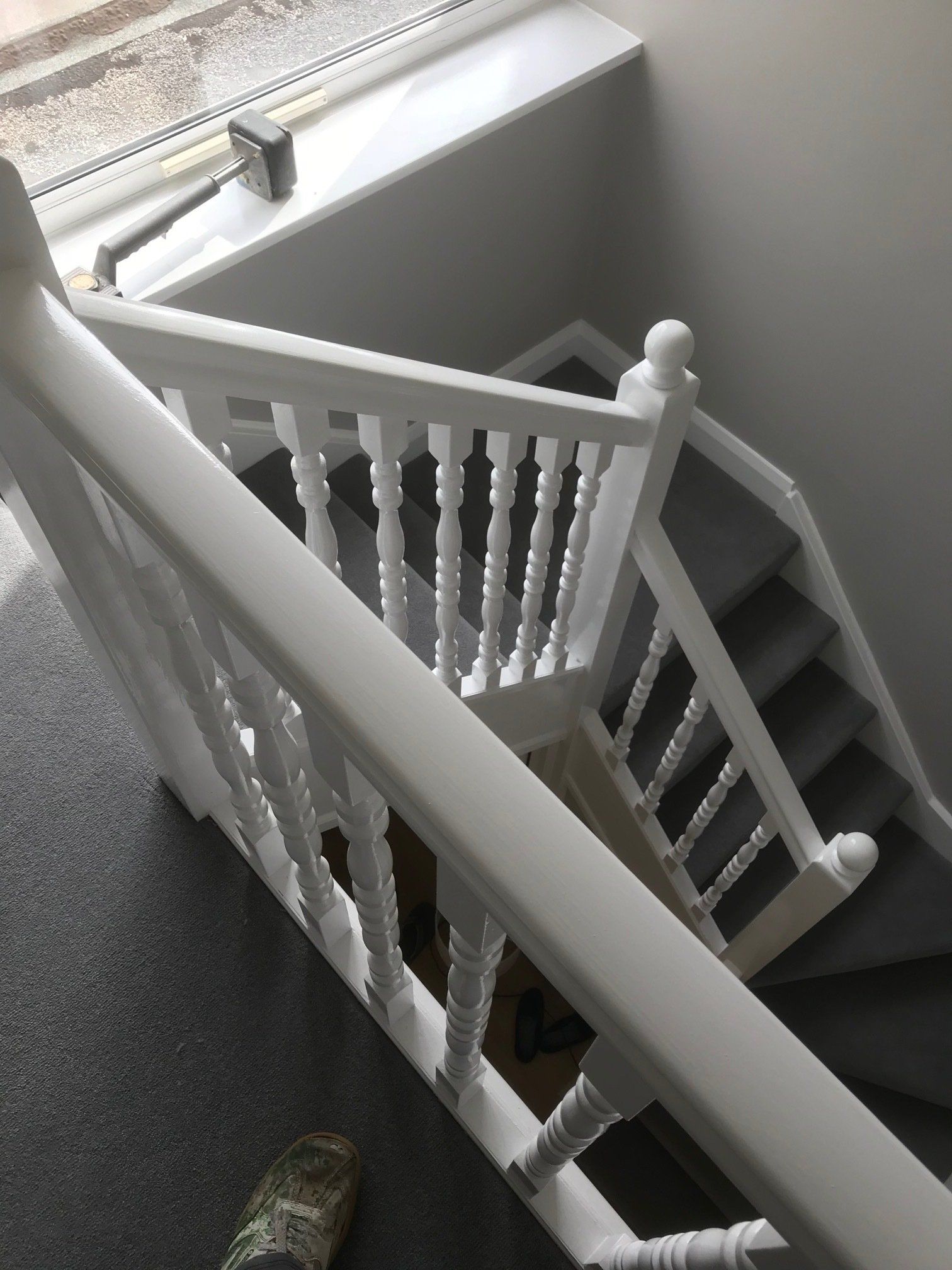 gray carpet stair runners