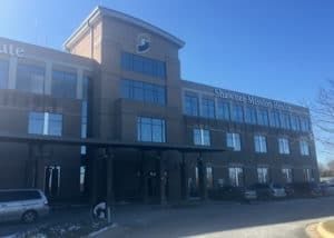 Brown and white building with 