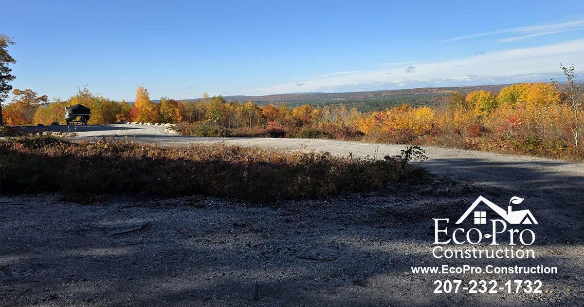 New home construction in Oxford, Maine with views of the White Mountains.