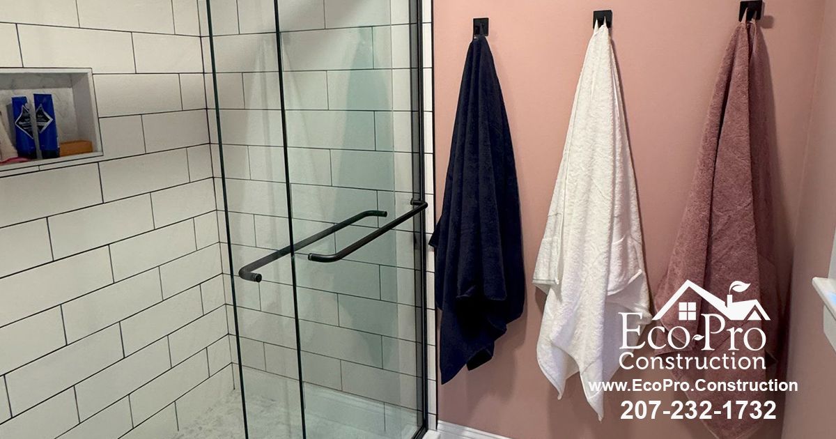 Bathroom transformation from outdated to an upscale retreat.
