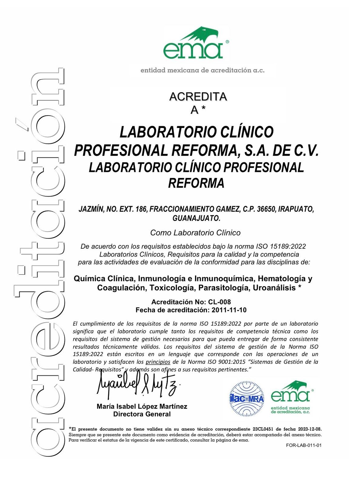 LABORATORIO CLÍNICO PROFESIONAL REFORMA