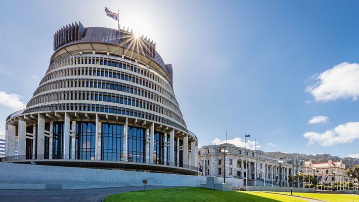 The Beehive building in New Zealand.