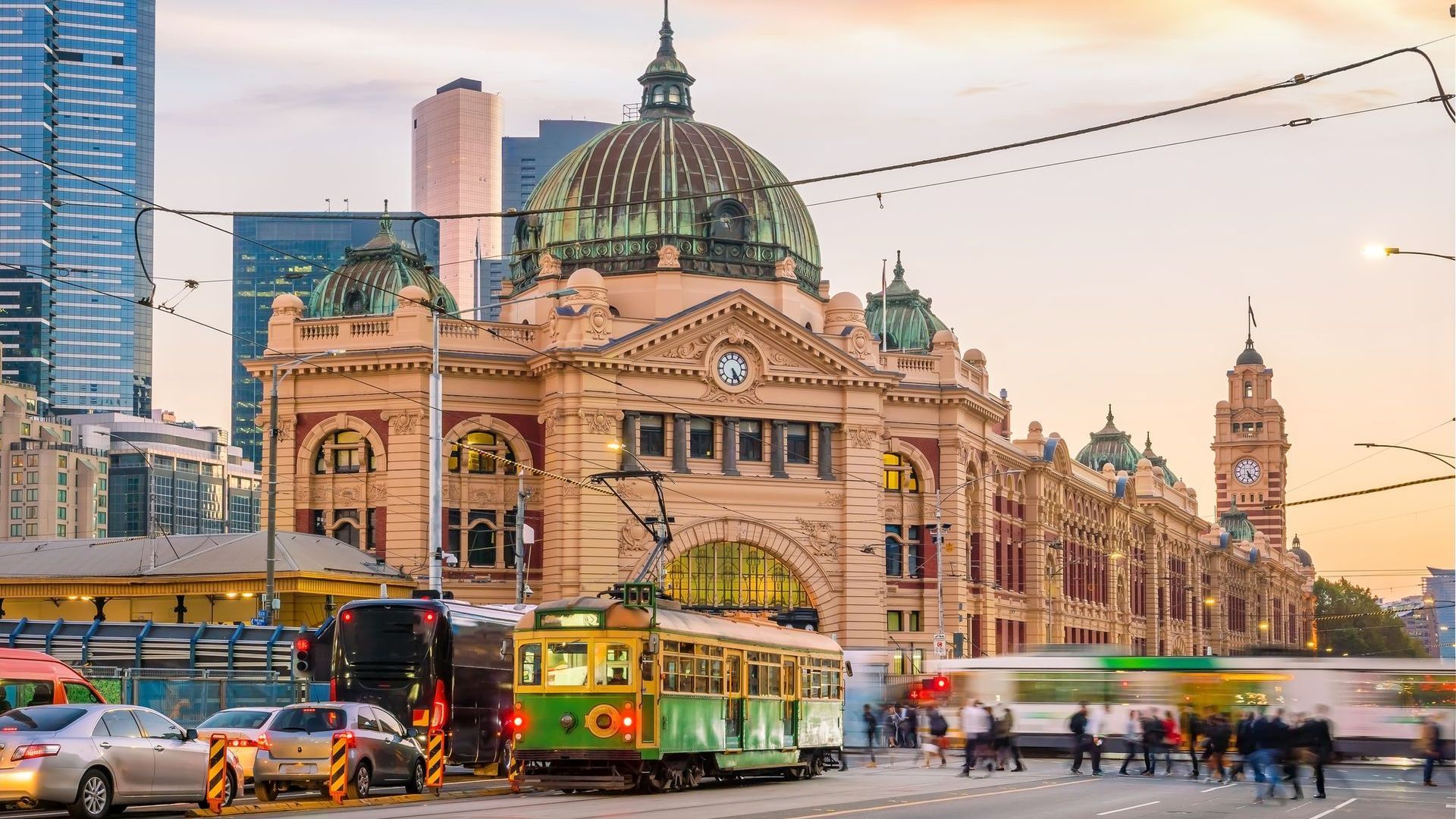 The Flinders Street Railway Station in Melbourne.