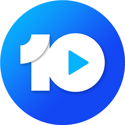 A blue circle with the number 10 and a play button