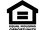 Black and white equal housing opportunity logo with a house outline and two horizontal lines inside.