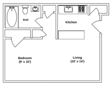 Floor Plan: Studio · 1 Bath · 500 SQ. FT.