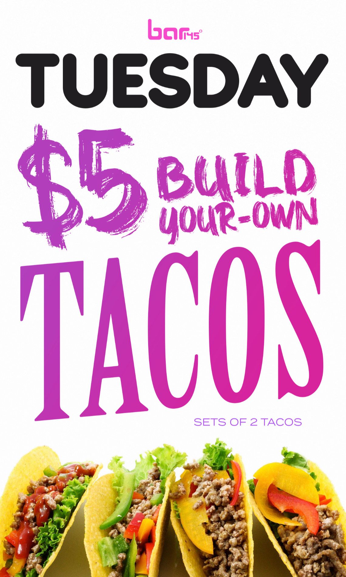 Build your own tacos on Tuesdays at Bar 145 the best burger place in Toledo, Ohio