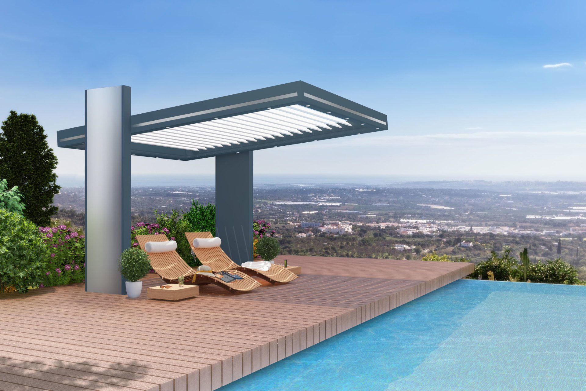 Pergolas bioclimatique distribuée par Trihome