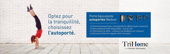 Publicité Porte de garage autoportée Trihome