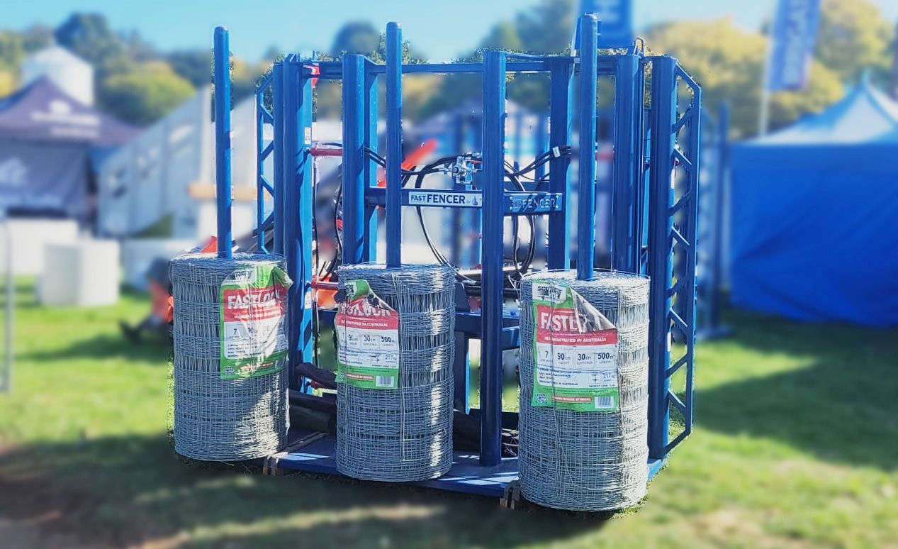 FFD2100 has option to carry 500 metre rolls Rural fencing machine, carries 3 rolls of ringlock and fence mesh rolls