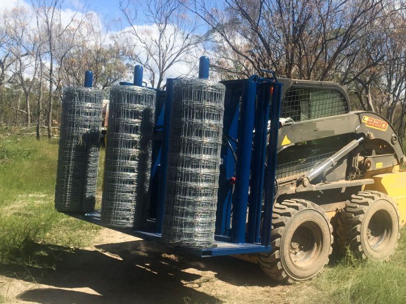 FFD2100 has option to carry 500 metre rolls Rural fencing machine, carries 3 rolls of ringlock and fence mesh rolls