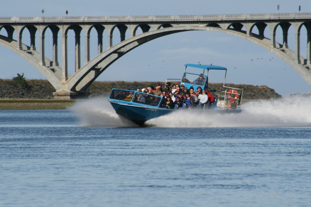 Boat Full of People Is Going Under a Bridge