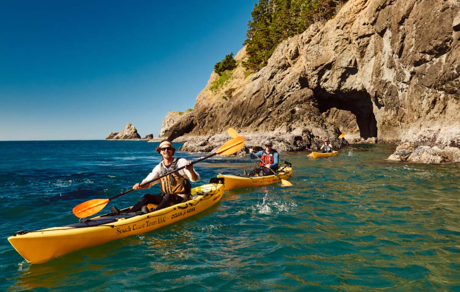Yellow Kayak in Travel Gold Beach with man