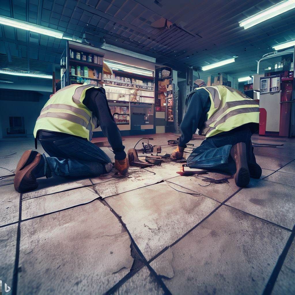 workers fixing a floor