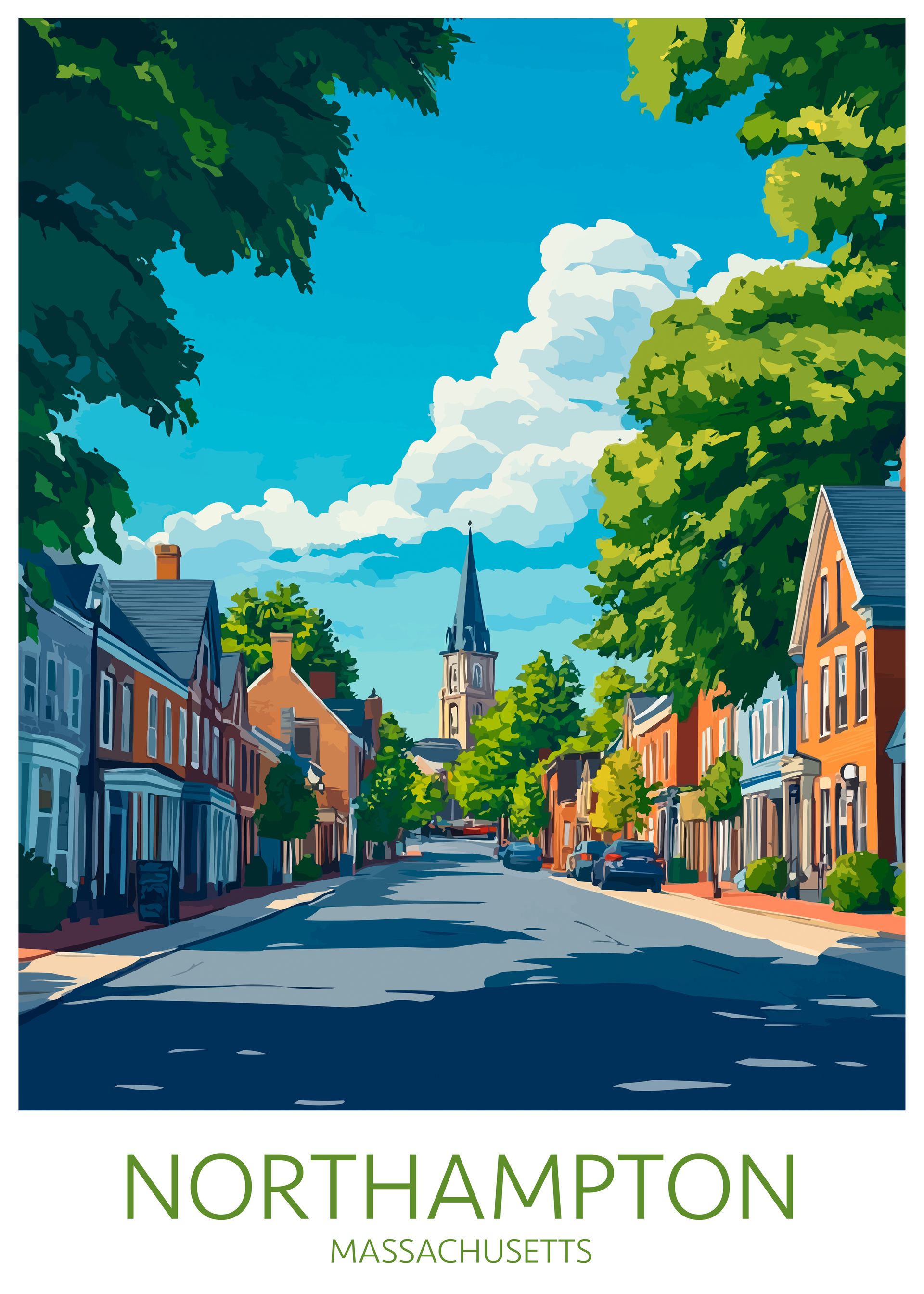 A painting of a street in northampton massachusetts