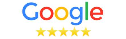 A google logo with five stars on it.