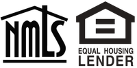A black and white logo for nmls and equal housing lender