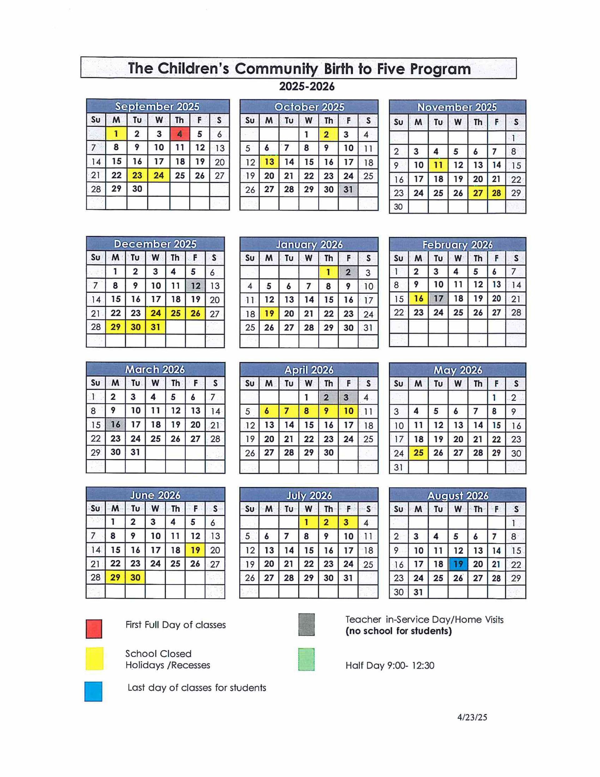 2022-2023 Calendar