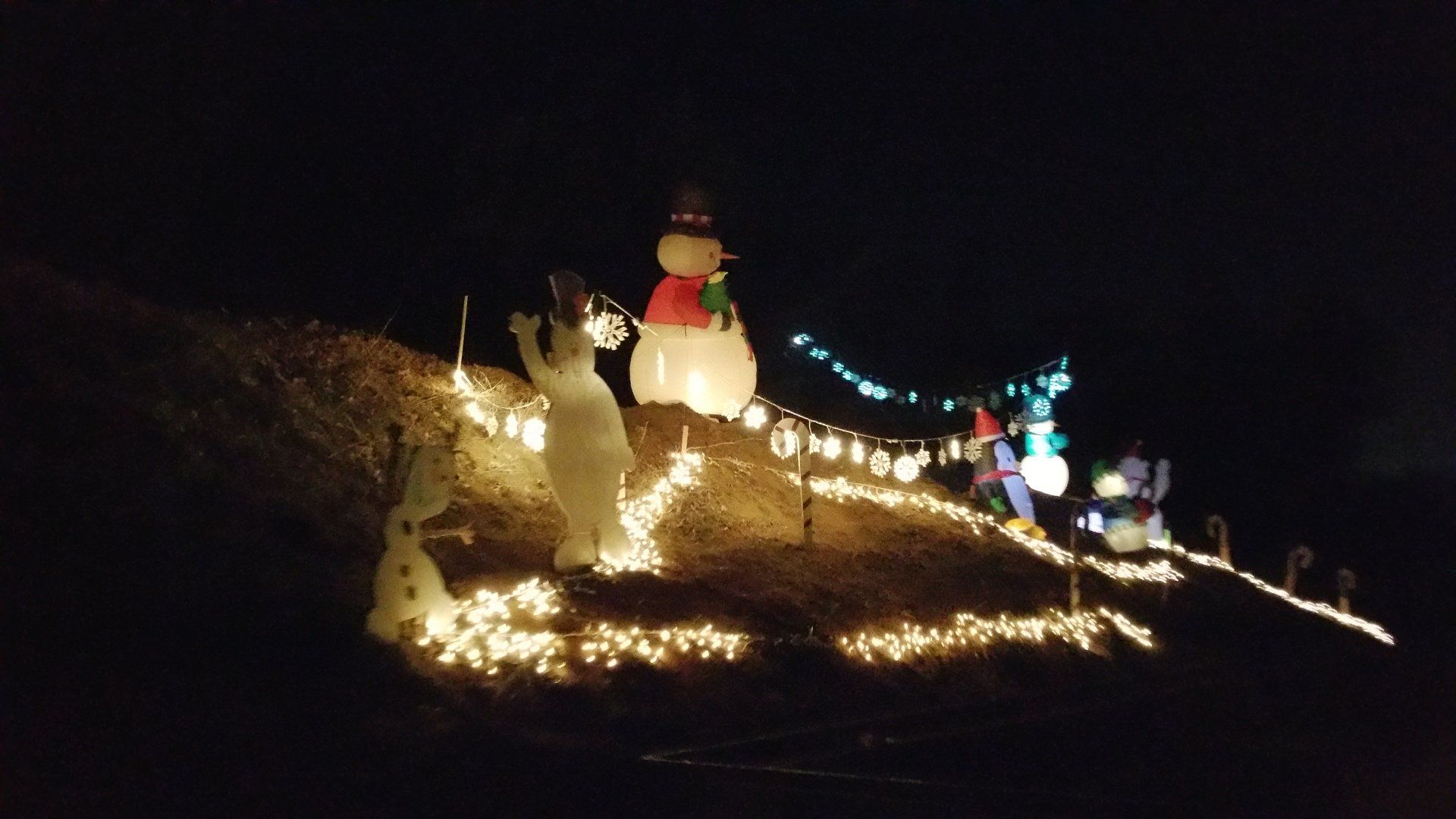 Outdoor Christmas lights 2019 activities in the Inland Empire Lighted Hayride at night. Greenspot Farms Mentone CA