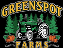 Greenspot farms logo with a green tractor pumpkins and trees