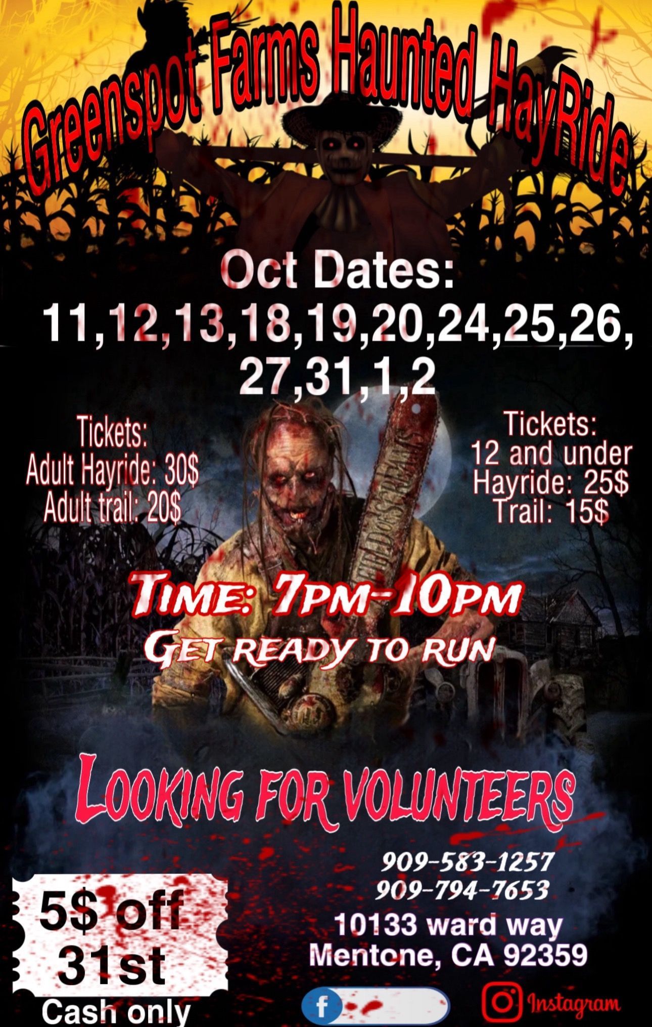 Haunted Hayride Dates, Times and Prices October 2024 Inland Empire CA