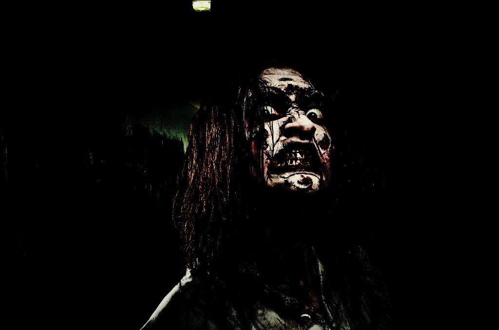 Haunted hayride zombie fearful face make-up