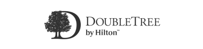 DoubleTree by Hilton hotel logo: Tree in a D-shape, text.
