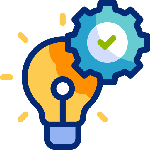 Light bulb with gear, representing an idea that works.