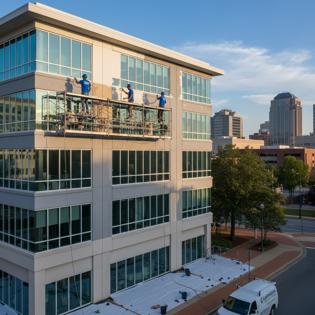 Road paving: A truck laying asphalt on a gravel road, with a pickup truck following. Clear blue sky.