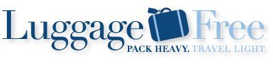 The logo for luggage free pack heavy travel light