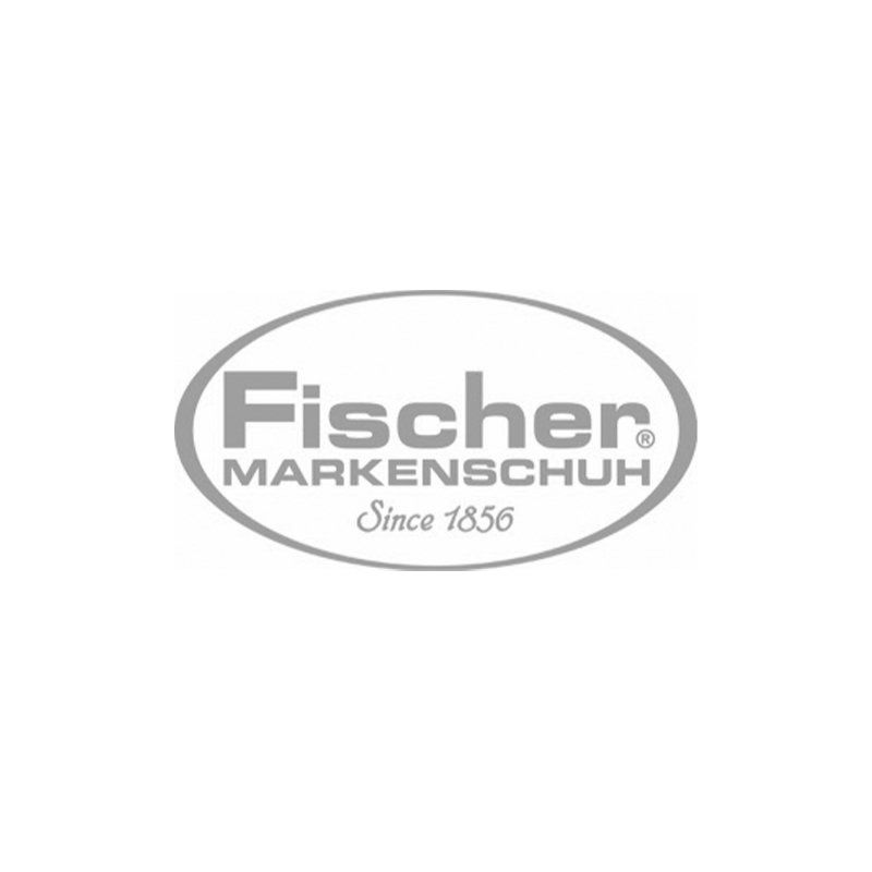 Ein schwarz-weißes Logo für fischer Markenschuh seit 1856.