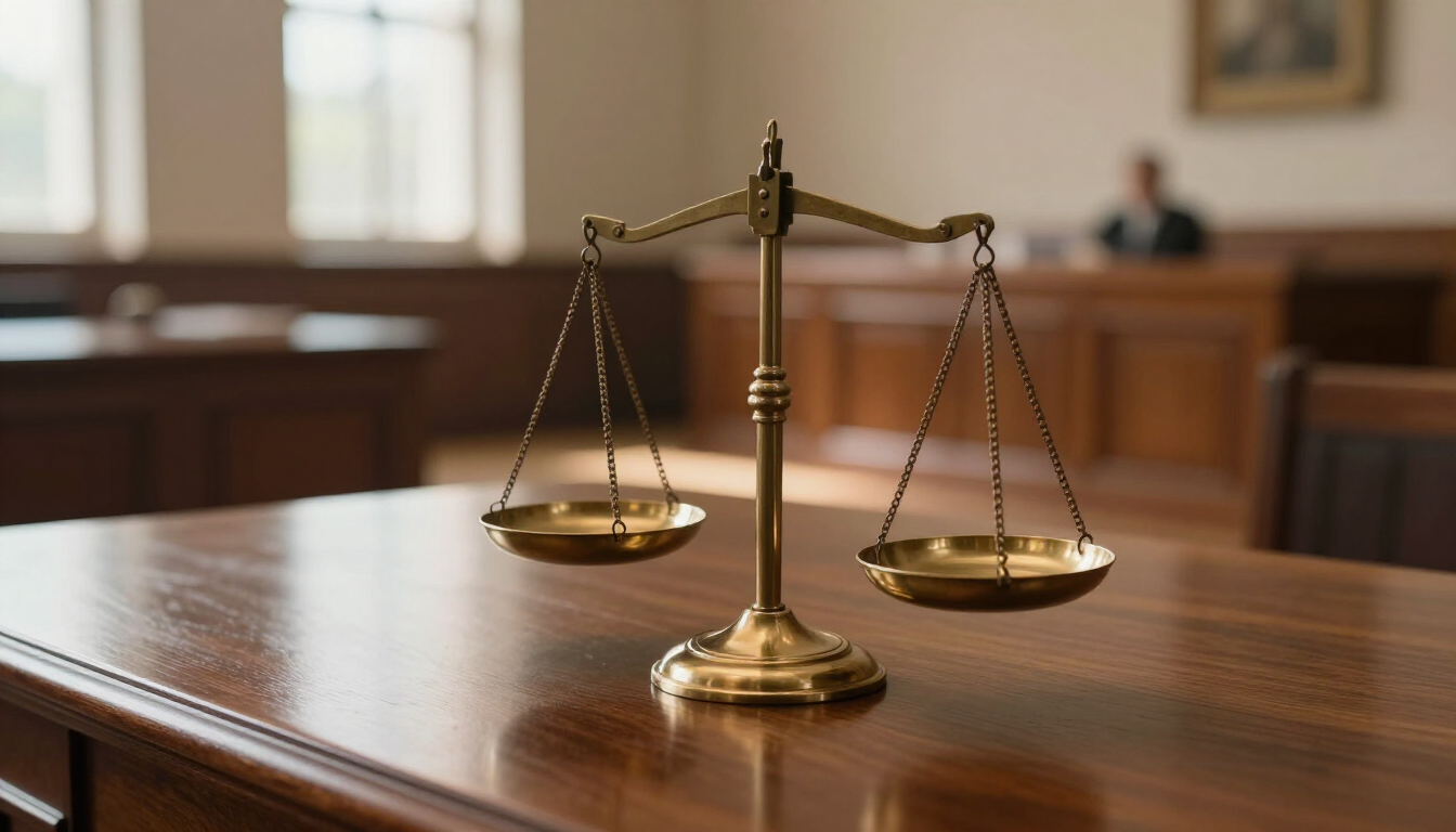 Scales of justice representing the legal system and neurodiversity assessment.